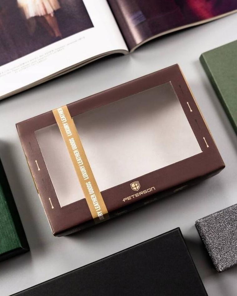 Portfel, granatowy, skórzany, RFID, Peterson