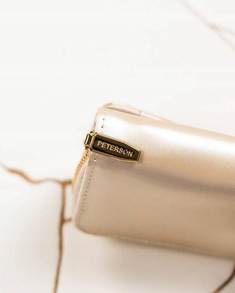 Portfel, kremowy, skóra ekologiczna, Peterson