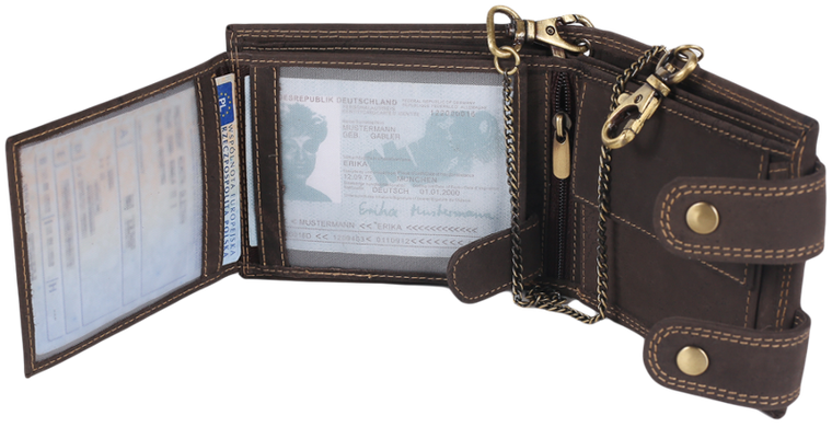 Portfel męski skórzany z łańcuchem i z RFID, Always Wild