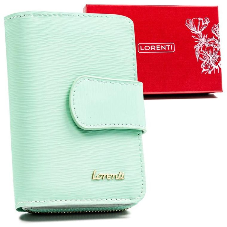 Portfel, miętowy, skórzany, Lorenti