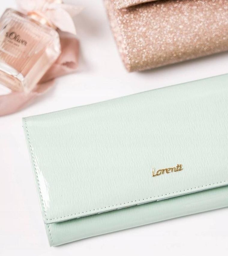 Portfel, miętowy, skórzany, Lorenti