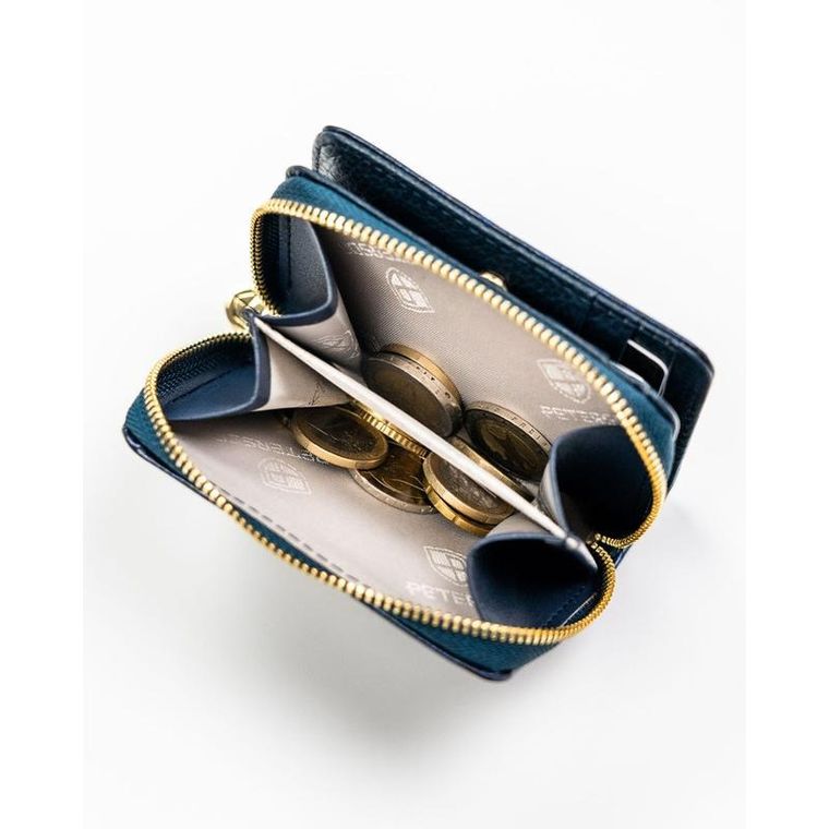 Portfel, niebieski, skóra naturalna i ekologiczna, Peterson