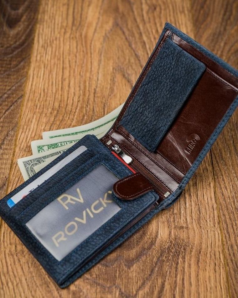 Portfel, niebieski, skórzany, Forever Young