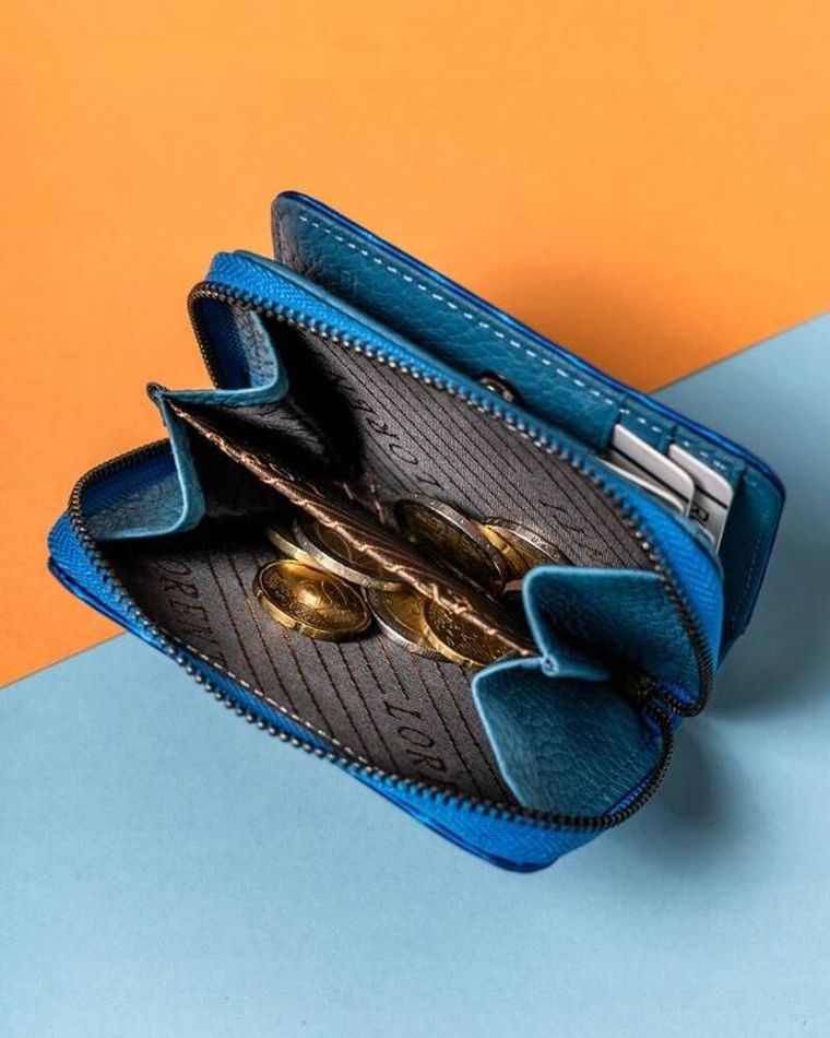 Portfel, niebieski, skórzany, Lorenti