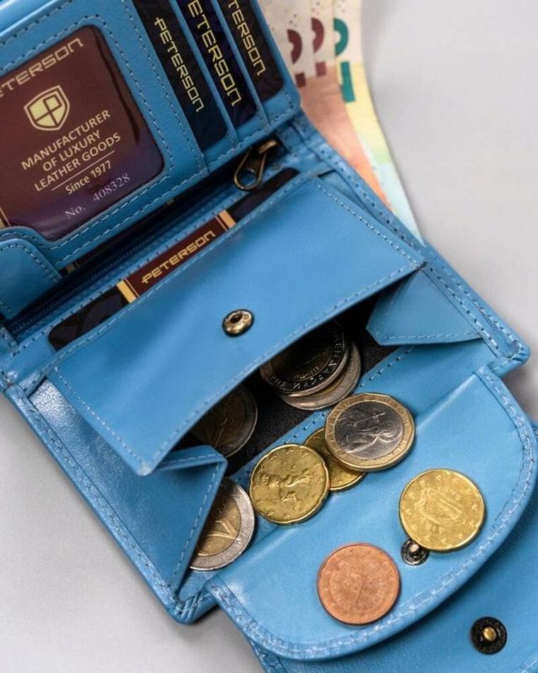 Portfel, niebieski, skórzany, Peterson
