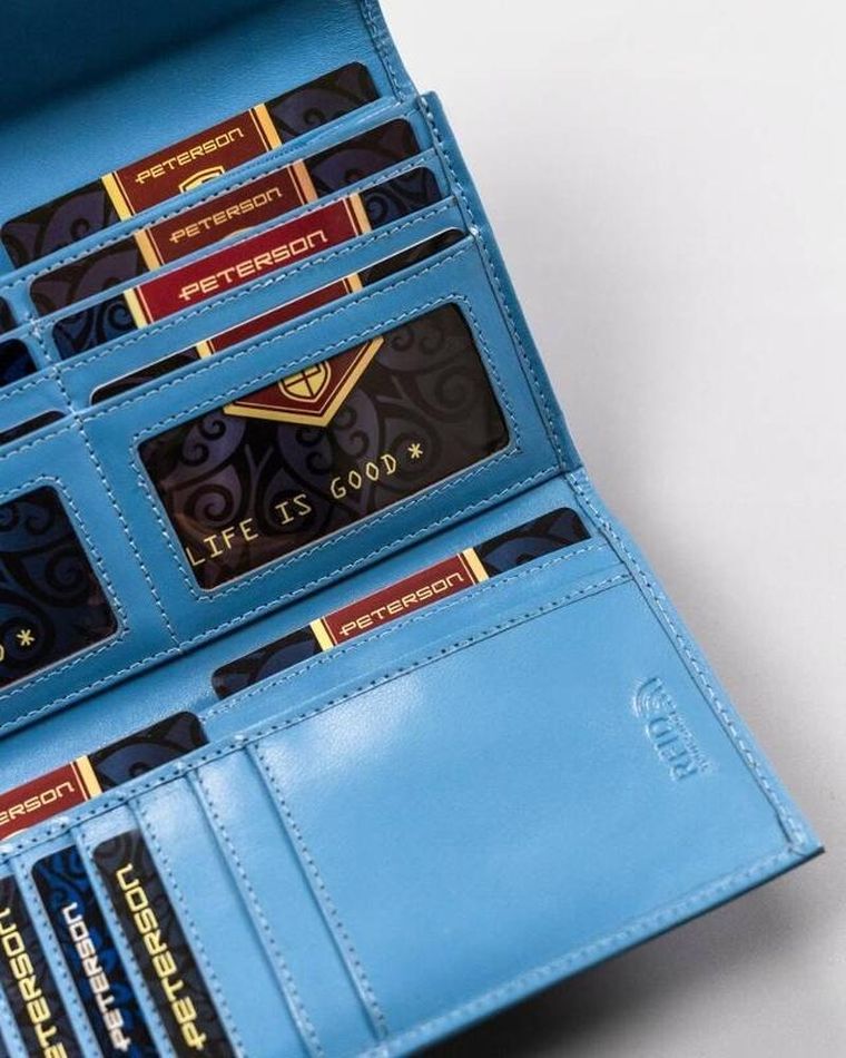 Portfel, niebieski, skórzany, Peterson