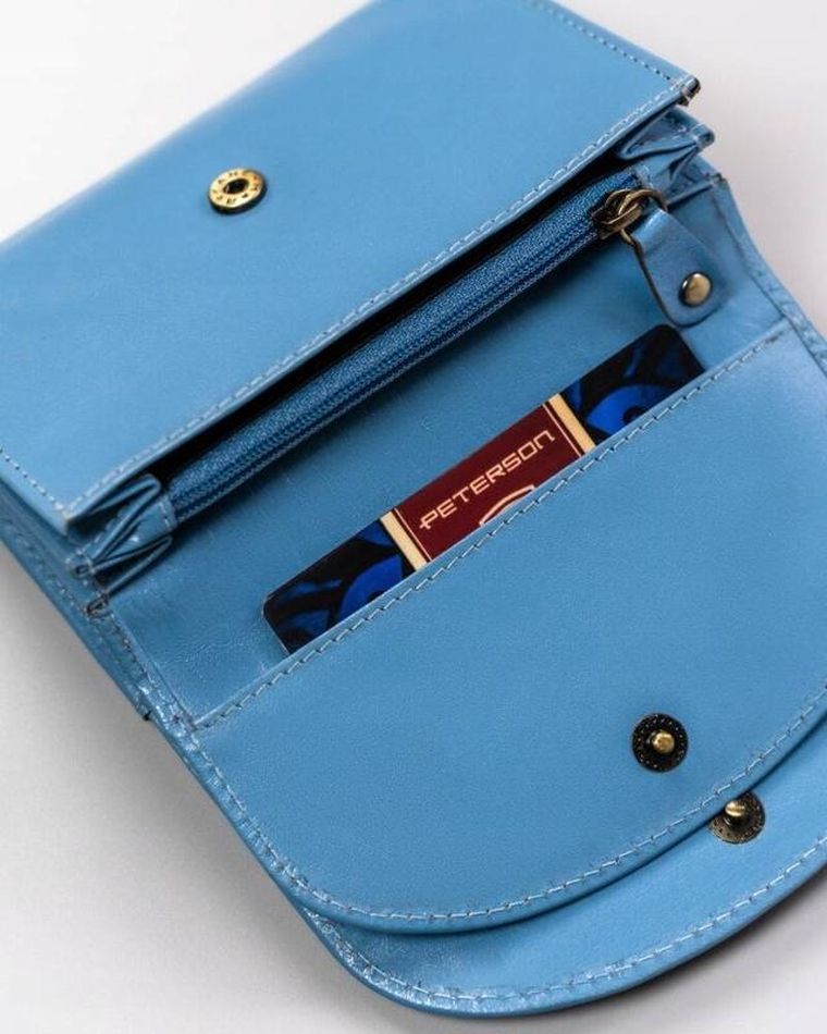 Portfel, niebieski, skórzany, Peterson