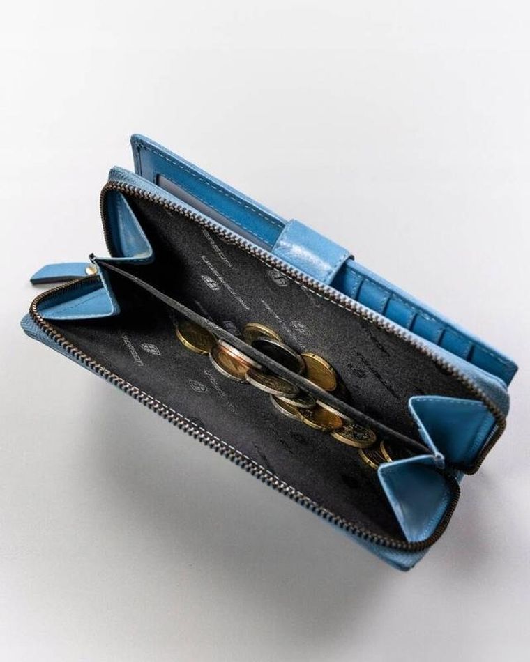 Portfel, niebieski, skórzany, Peterson