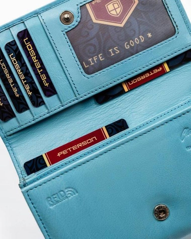 Portfel, niebieski, skórzany, Peterson