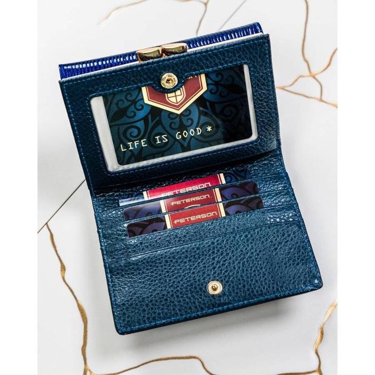 Portfel, niebieski, skórzany, Peterson