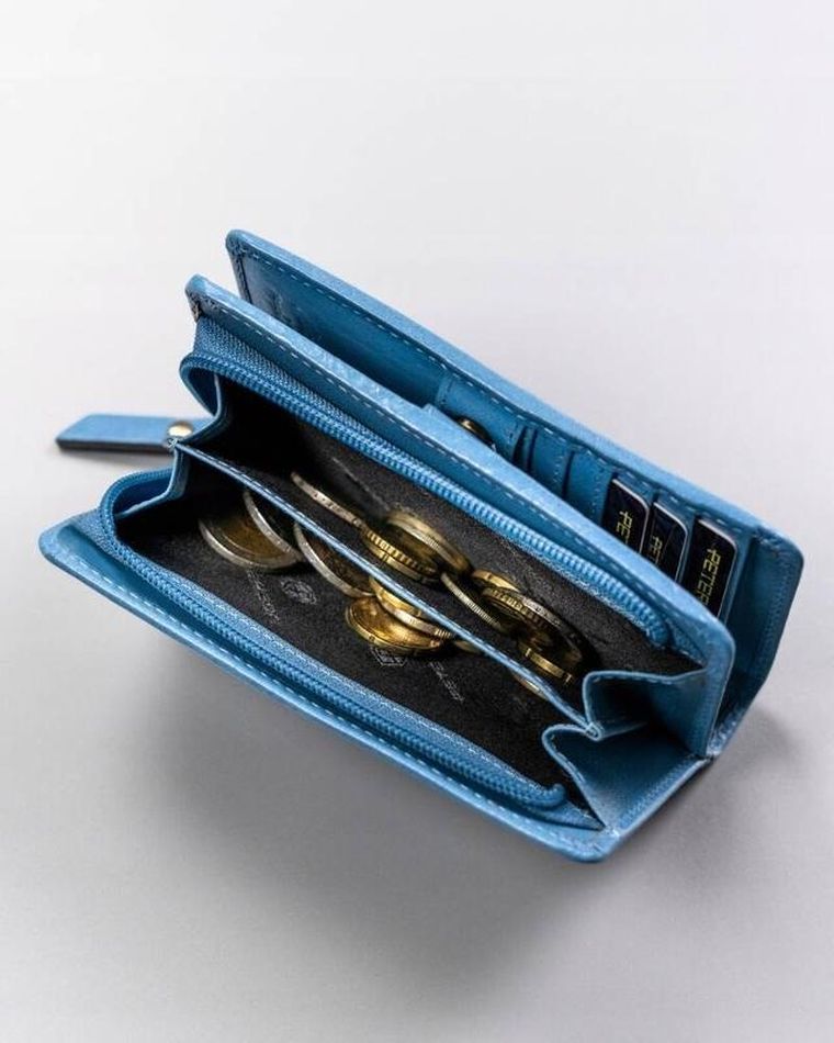 Portfel, niebieski, skórzany, RFID, Peterson