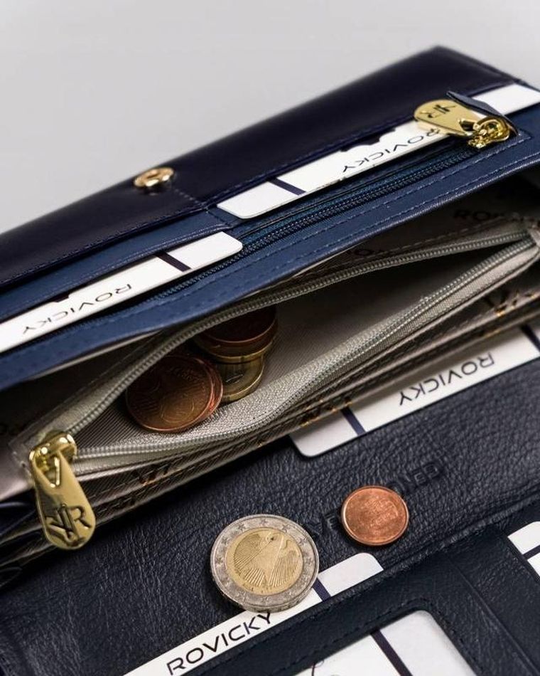 Portfel, niebieski, skórzany, Rovicky