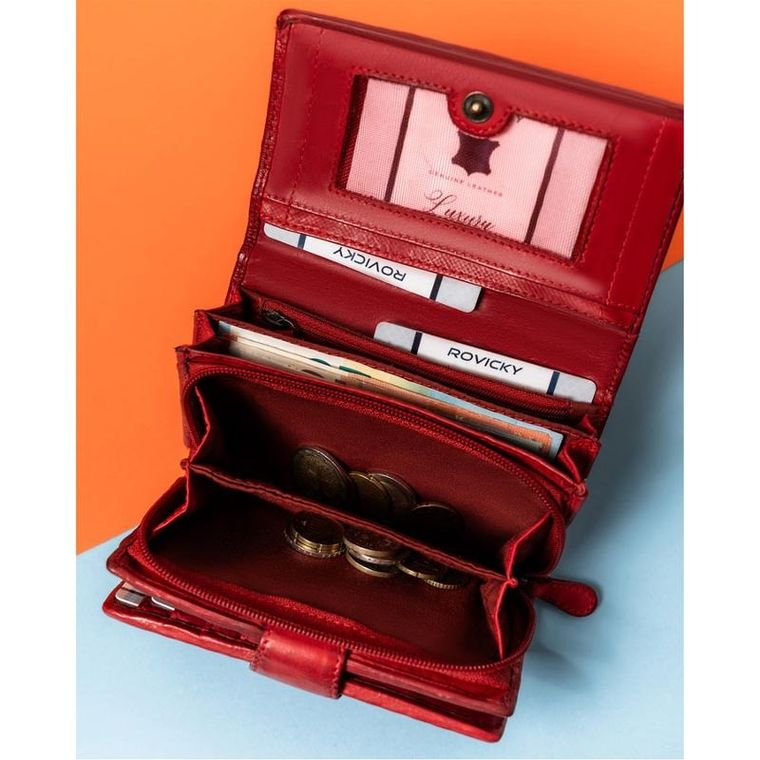 Portfel, pomarańczowy, skórzany, RFID, Rovicky