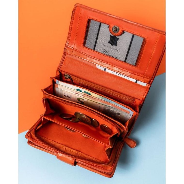 Portfel, pomarańczowy, skórzany, Rovicky