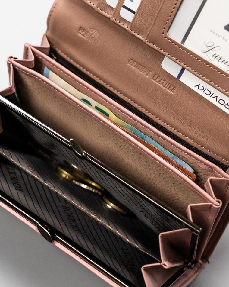 Portfel, różowy, skóra ekologiczna, Rovicky