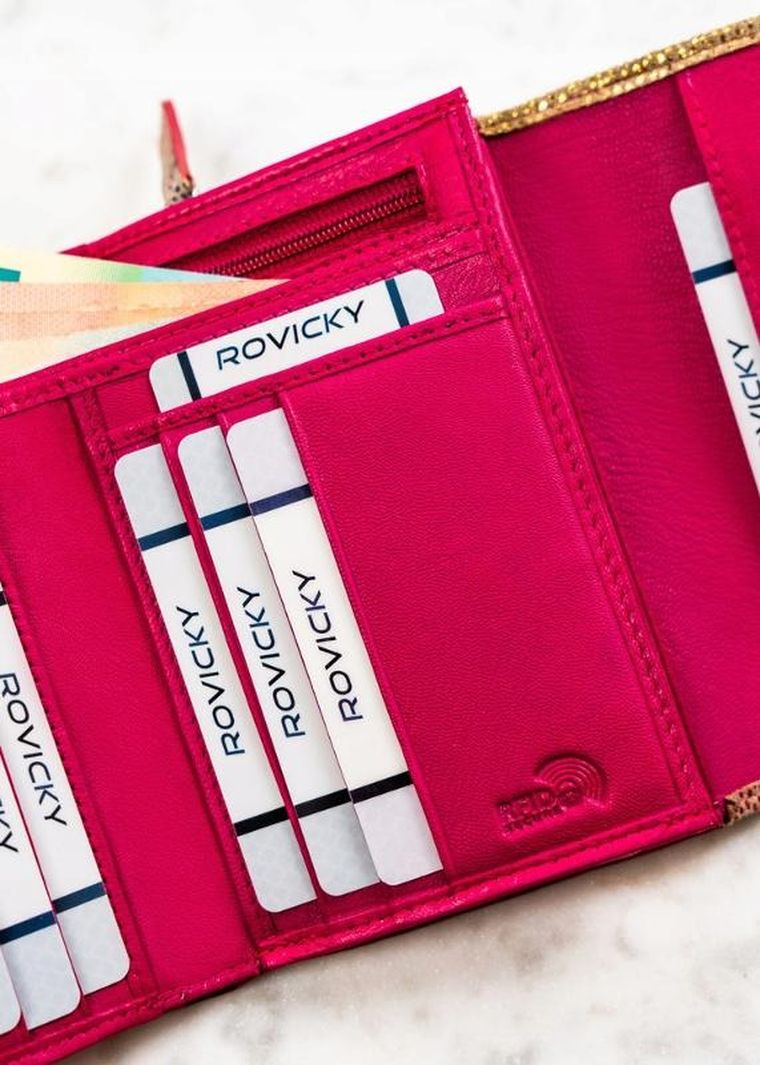 Portfel, różowy, skórzany, Rovicky