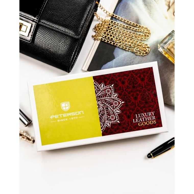 Portfel, skórzany, kwiatowy wzór, Peterson