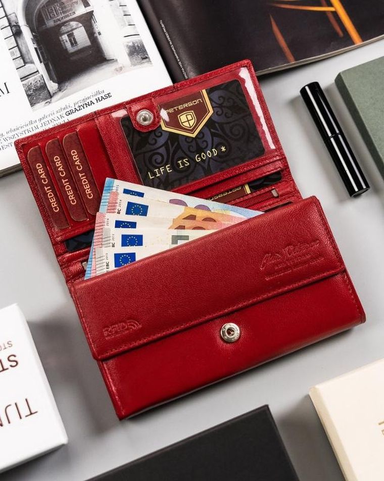 Portfel, skórzany, kwiatowy wzór, Peterson