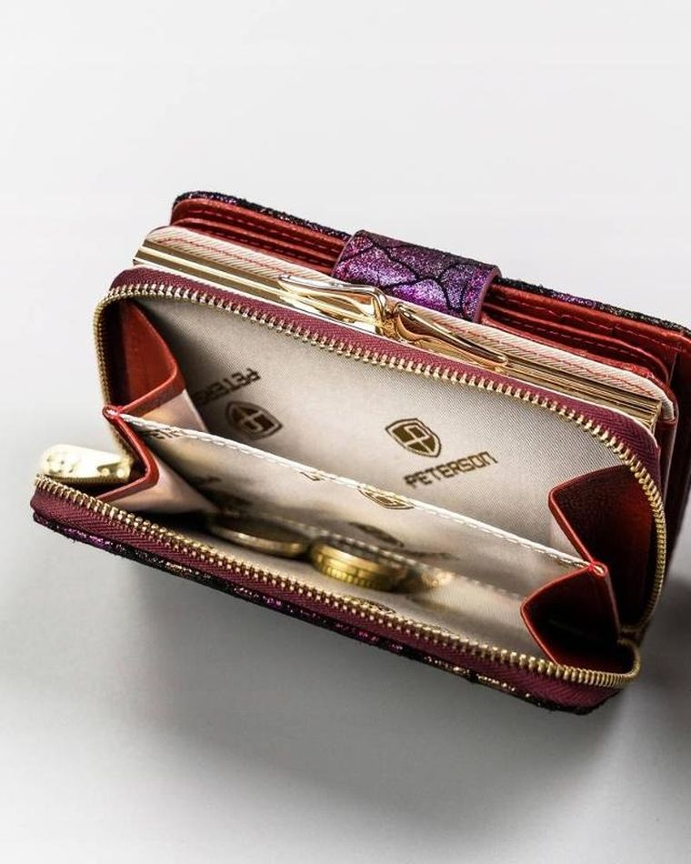 Portfel, skórzany, różowy, Peterson