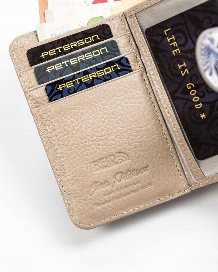 Portfel, srebrno-niebieski, skórzany, RFID, Peterson