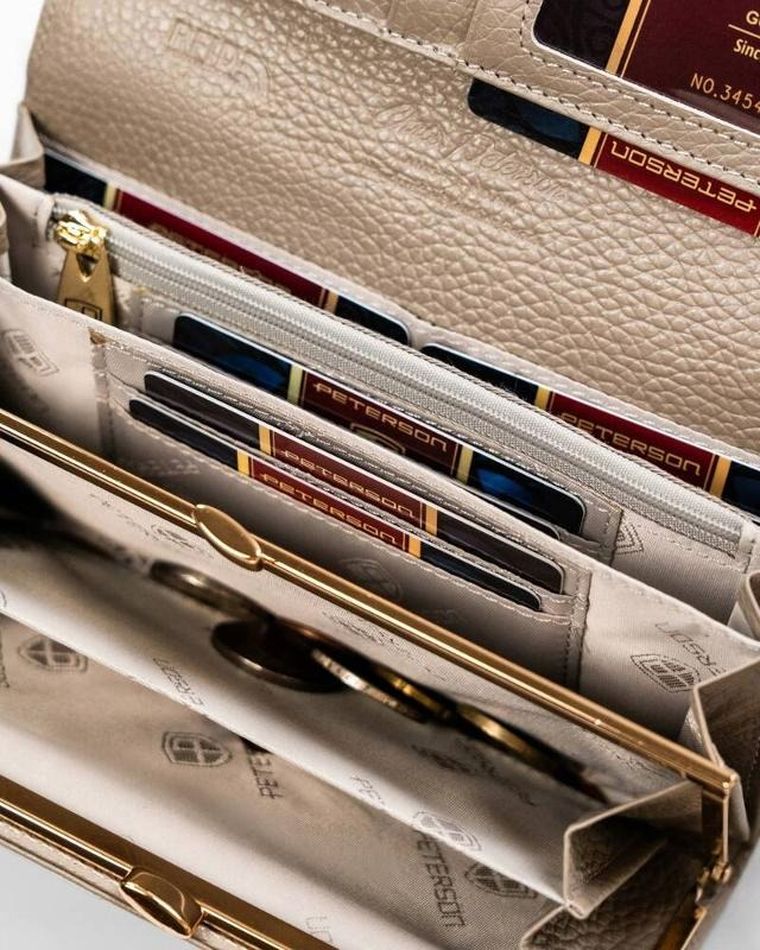 Portfel, srebrno-niebieski, skórzany, RFID, Peterson