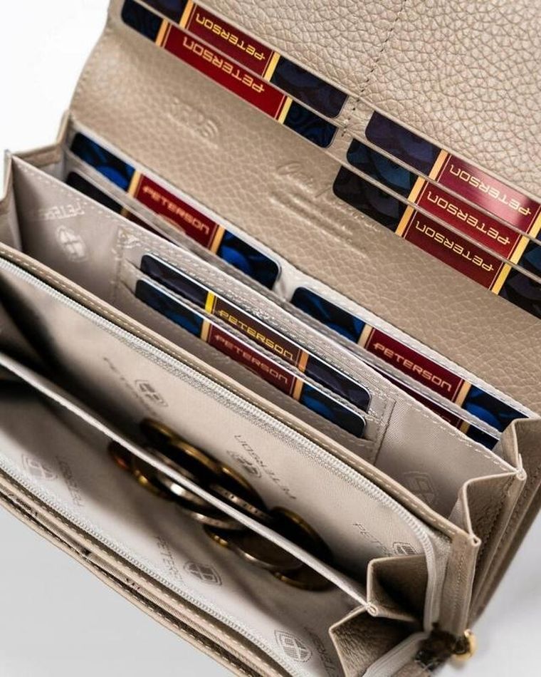 Portfel, srebrno-niebieski, skórzany, RFID, Peterson