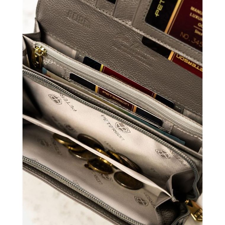 Portfel, srebrny, skórzany, Peterson