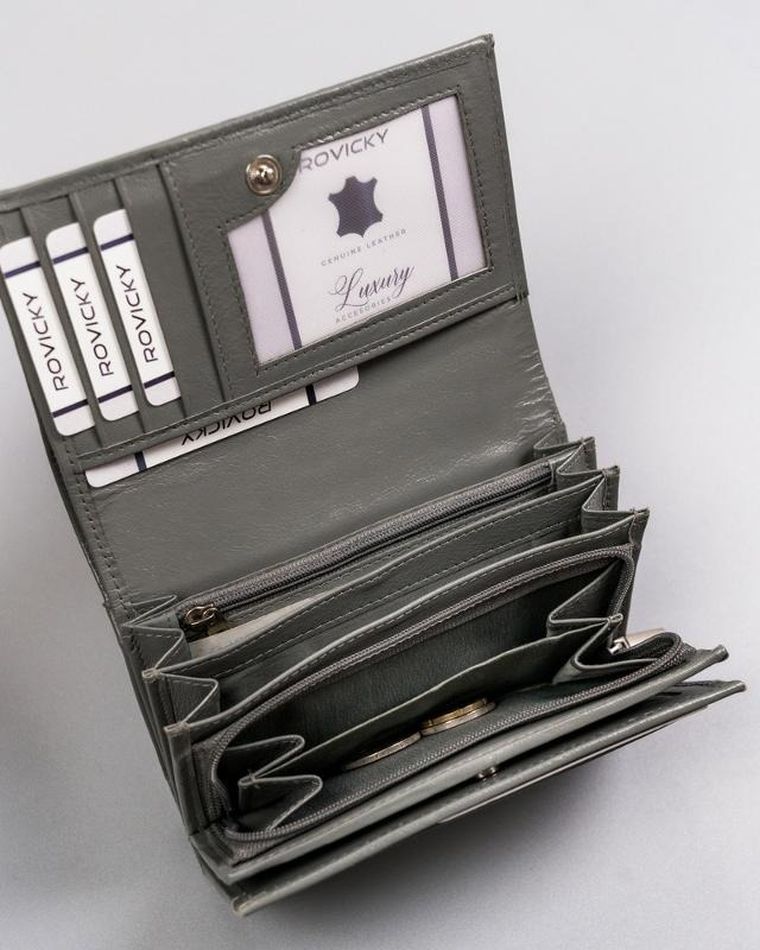 Portfel, szary, skórzany, Cavaldi