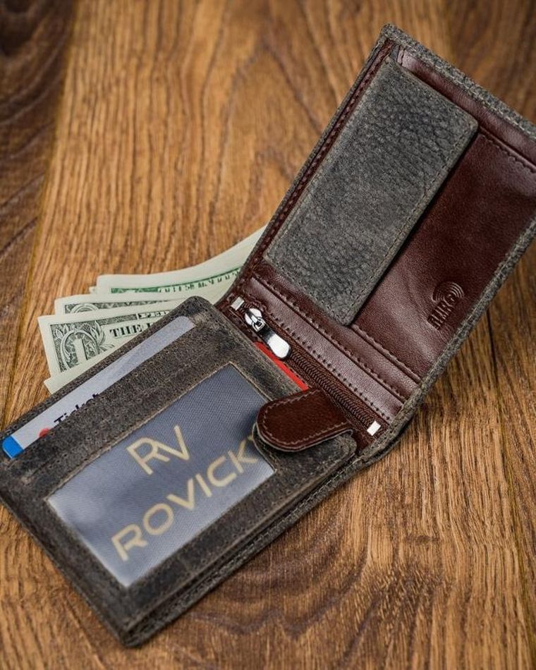 Portfel, szary, skórzany, Forever Young