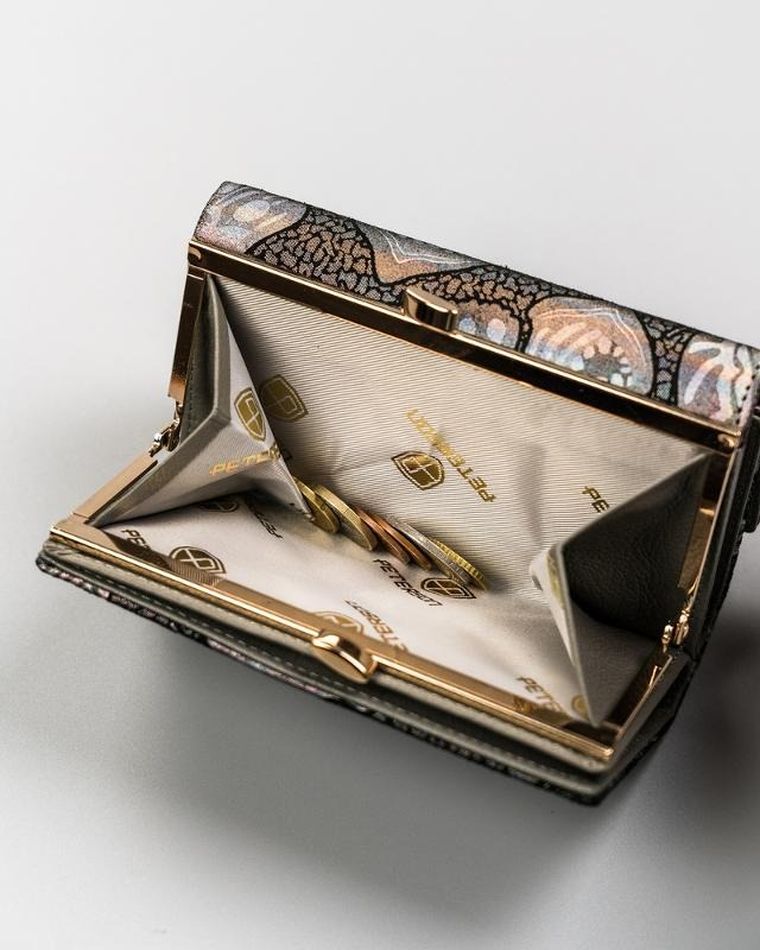 Portfel, szary, skórzany, Peterson