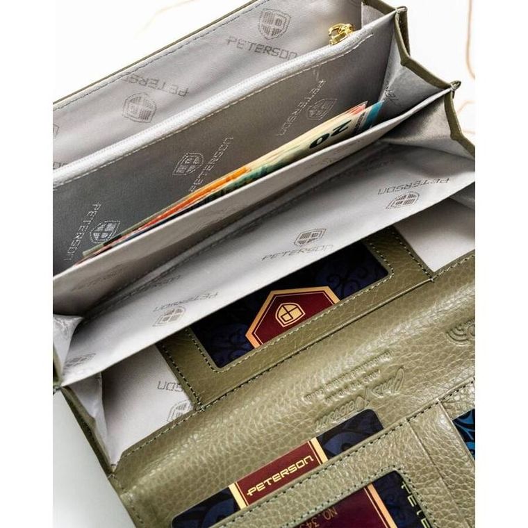 Portfel, szary, skórzany, Peterson