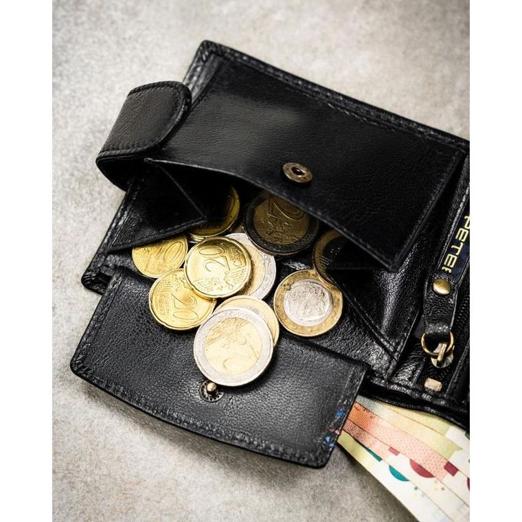 Portfel z brelokiem, czarny, skórzany, Peterson