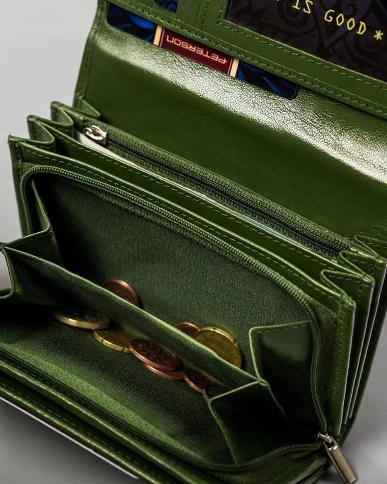 Portfel, zielony, skórzany, Peterson
