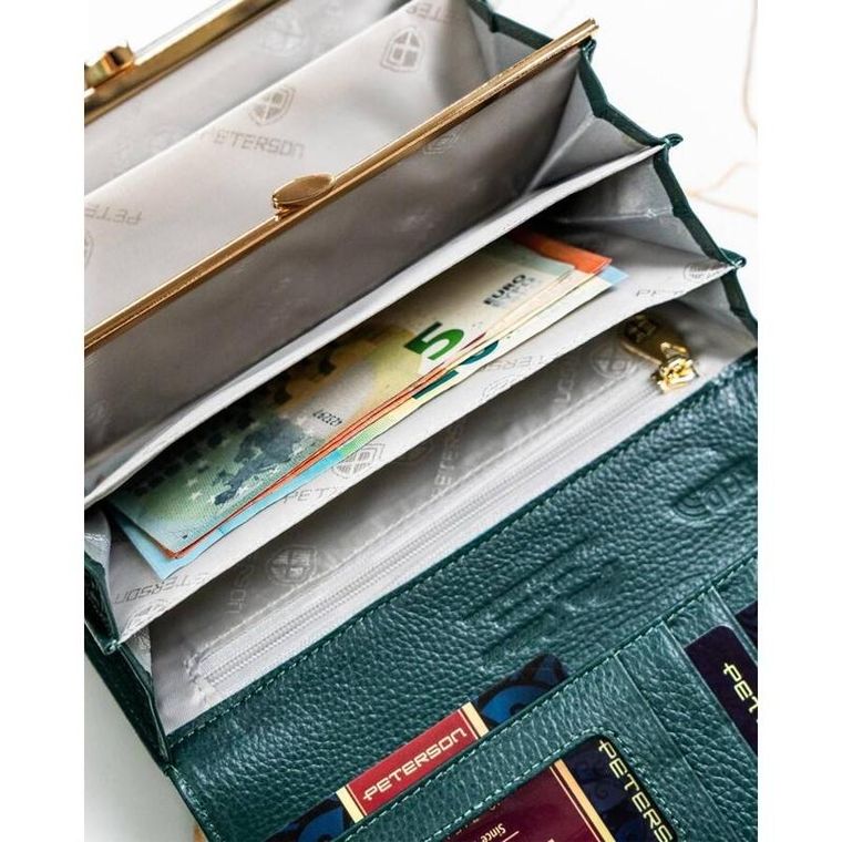 Portfel, zielony, skórzany, Peterson