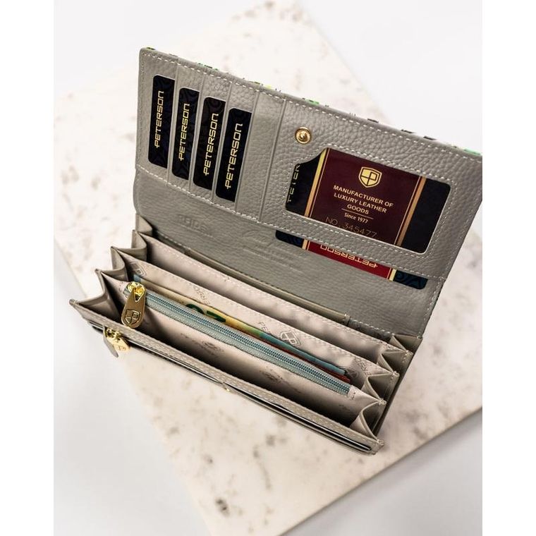 Portfel, zielony, skórzany, Peterson