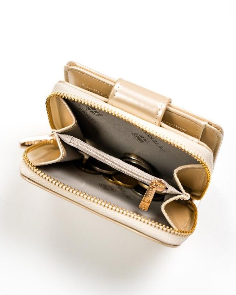 Portfel, złoty, skóra ekologiczna, Peterson