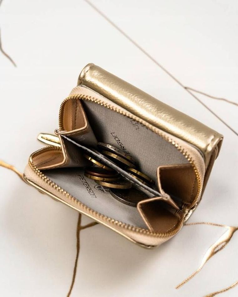 Portfel, złoty, skóra ekologiczna, Peterson