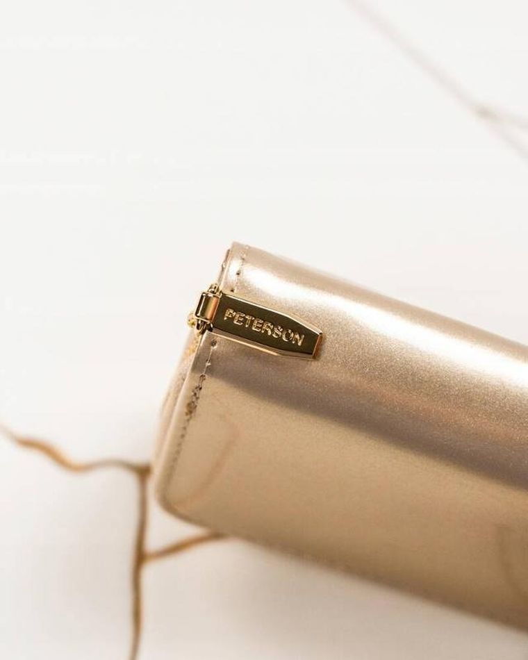 Portfel, złoty, skóra ekologiczna, Peterson