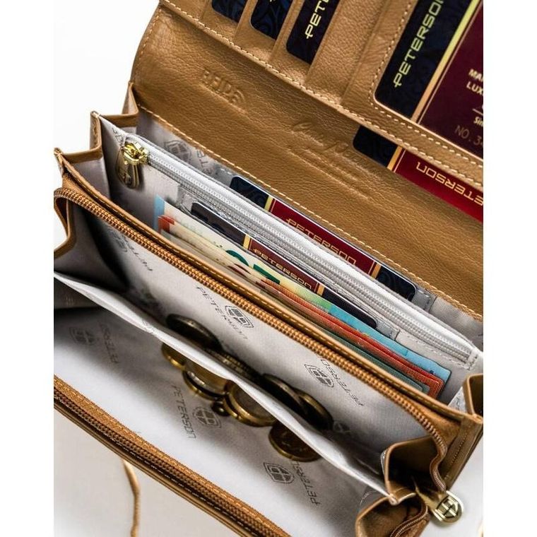 Portfel, złoty, skórzany, Peterson