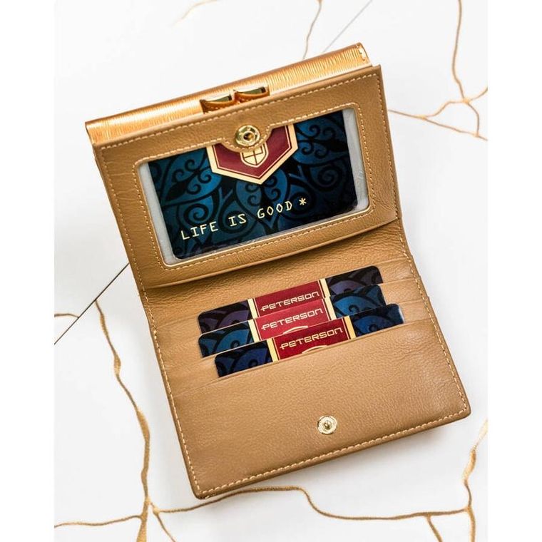 Portfel, złoty, skórzany, Peterson