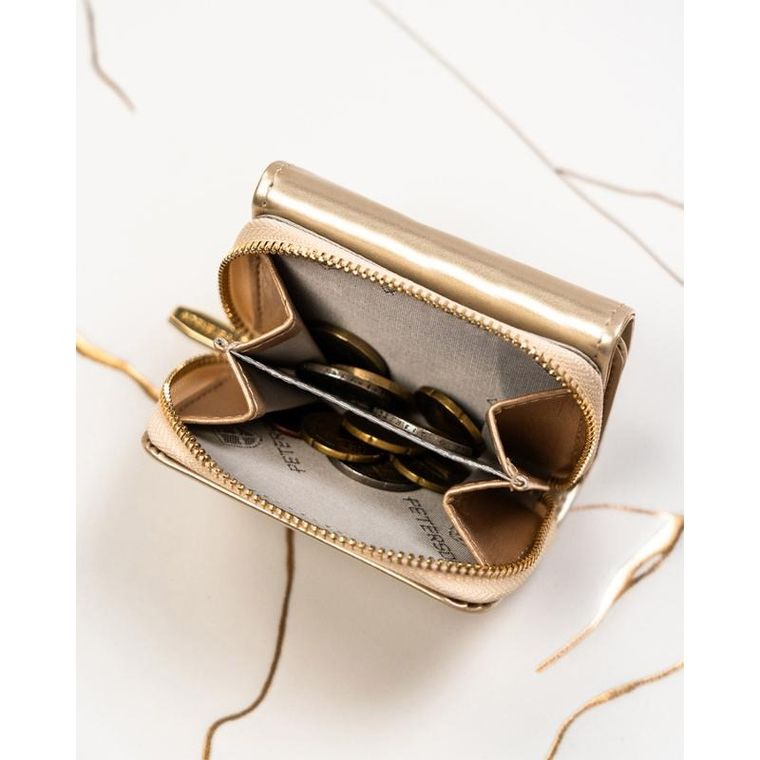 Portfel, złoty, skórzany, Peterson