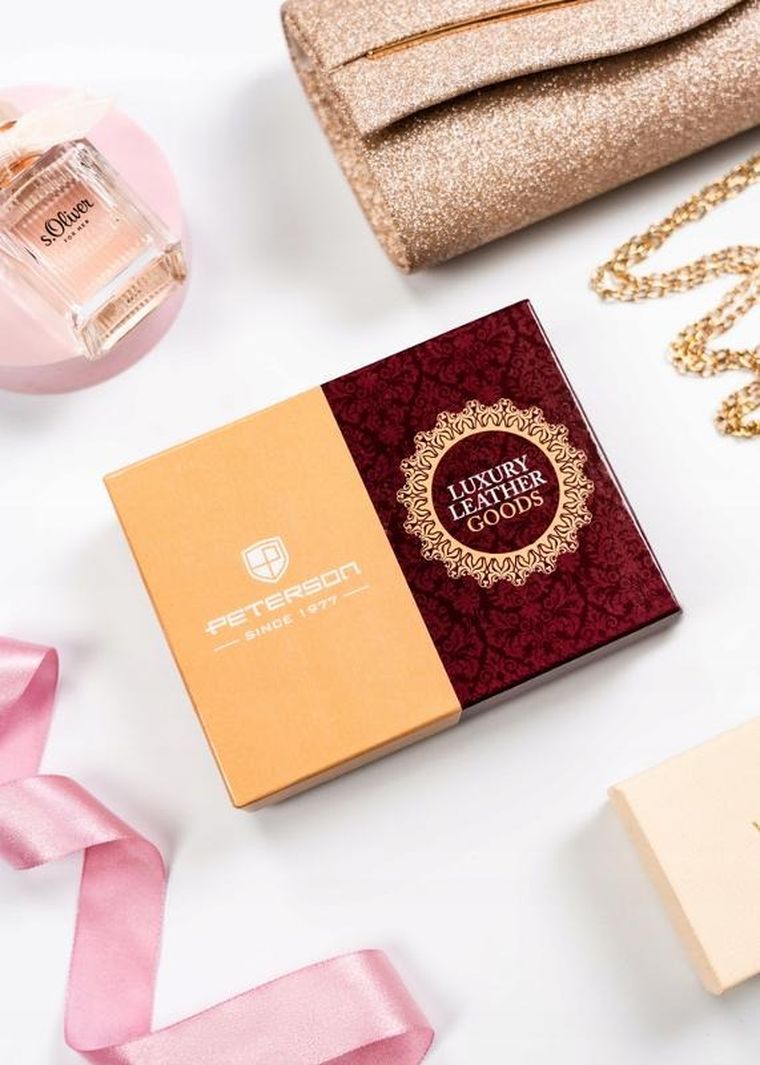 Portfel, złoty, skórzany, RFID, Peterson