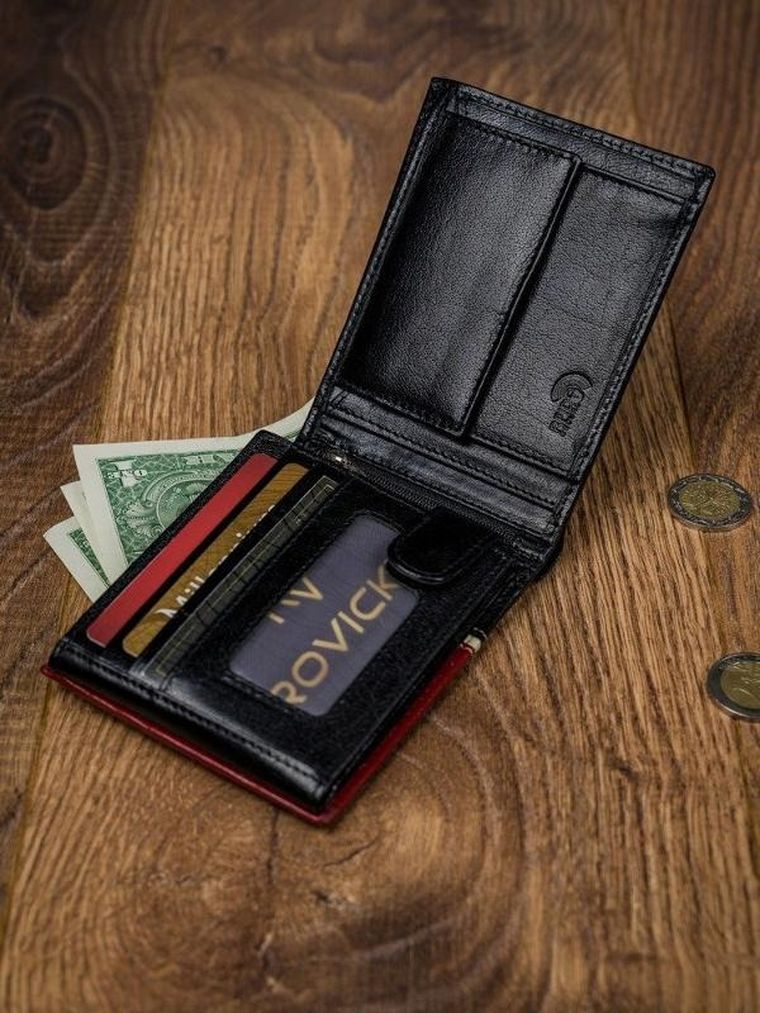 Poziomy portfel męski dwukolorowy ze skóry naturalnej HQ, Rovicky