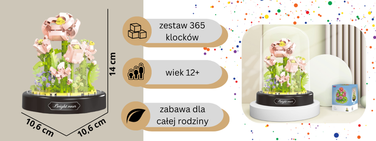 QBI, Jasne róże, klocki konstrukcyjne, 365 elementów