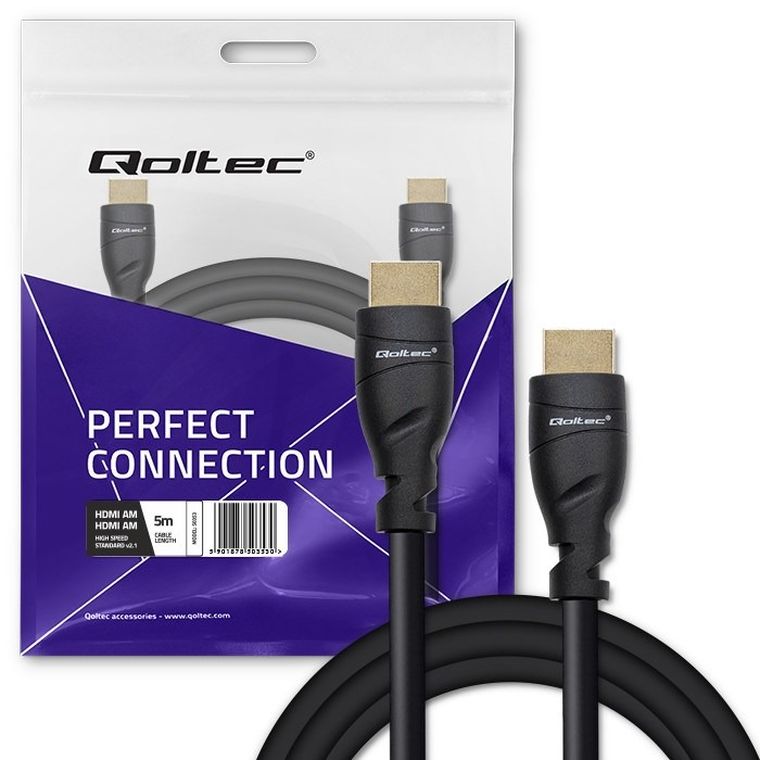Qoltec, kabel HDMI V2.1 Ultra High Speed, czarny, 8K, 60 Hz, 26 AWG