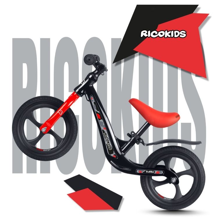 Ricokids, Funnu, rowerek biegowy dla dzieci, czarny