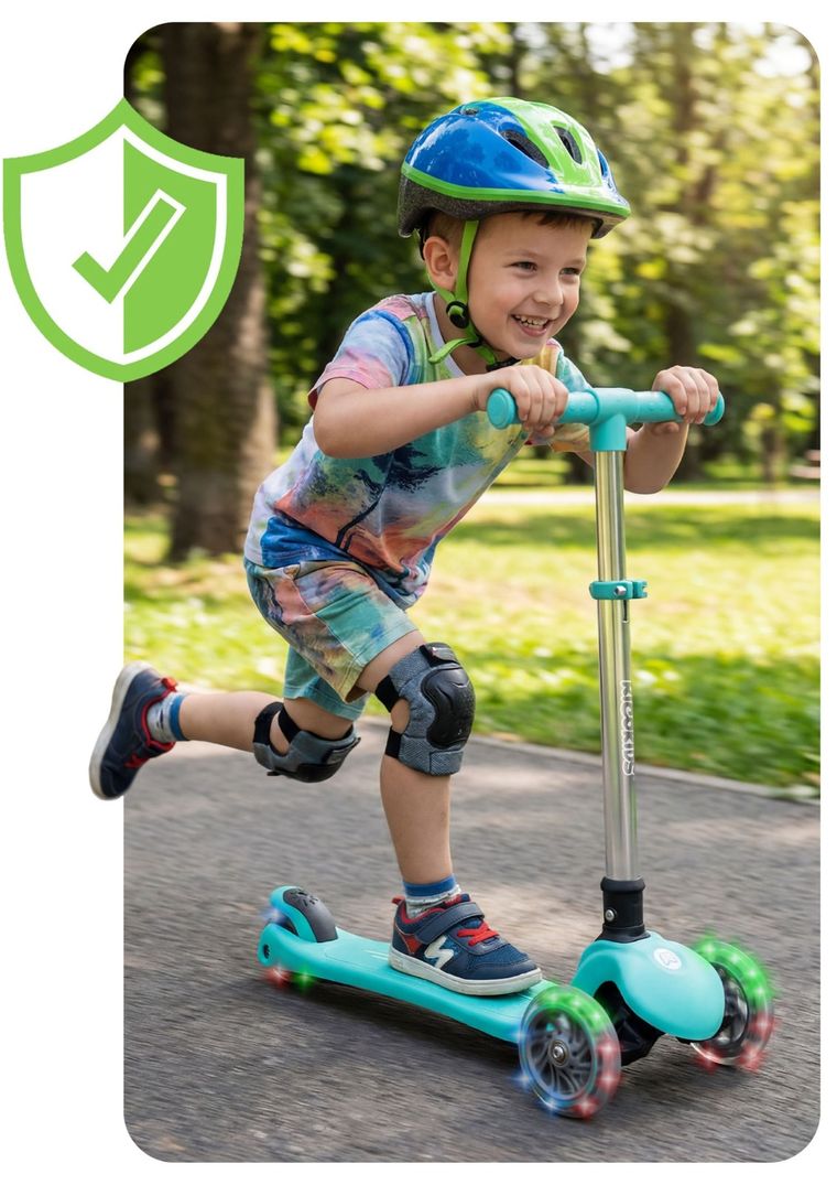 Ricokids, Glow, hulajnoga 3-kołowa, balansowa, świecąca w ciemności, turkusowa