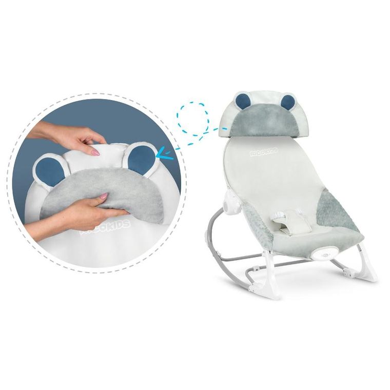 Ricokids, leżaczek bujaczek z wibracją, szary