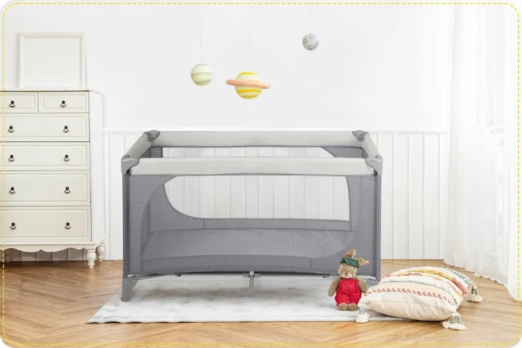 Ricokids, łóżeczko turystyczne, z materacem i torbą, ciemnoszare