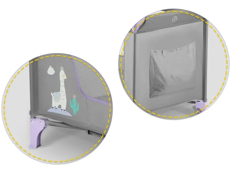 Ricokids, łóżeczko turystyczne, z materacem i torbą, szaro-lawendowe